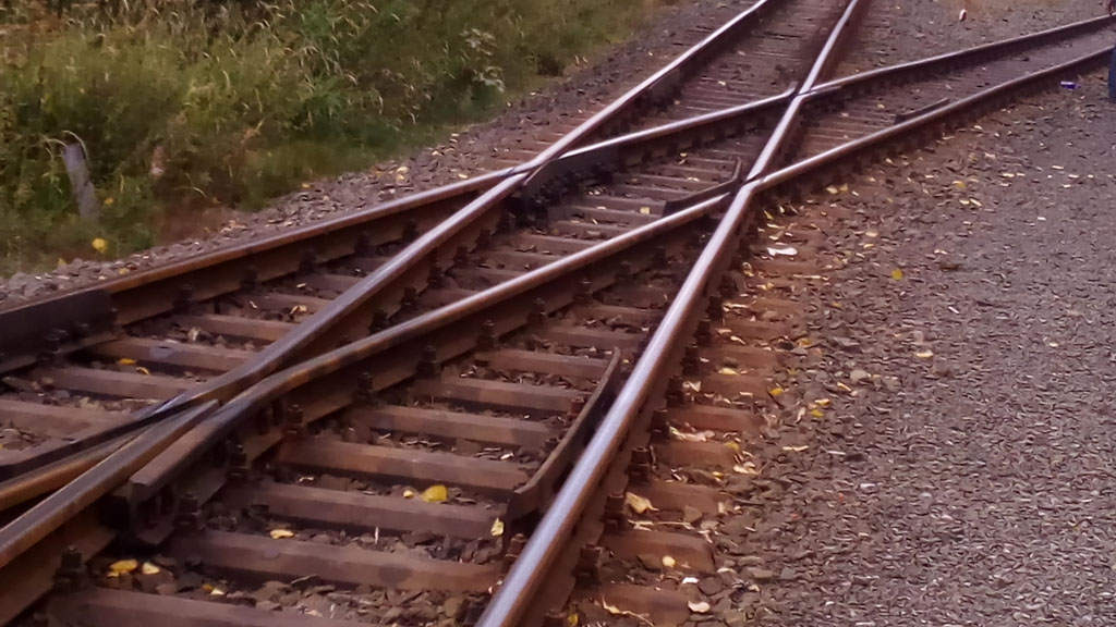 Cruce de vías en la estación de Stiege. Es poco frecuente pero hay una razón.