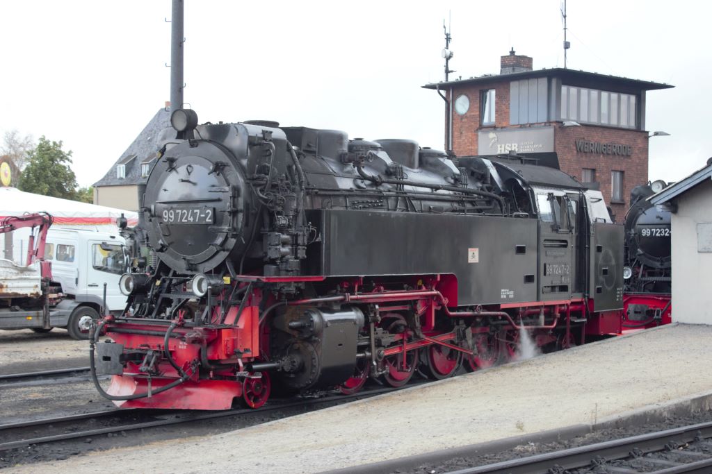 Locomotora 1E1 del HSB 99 7247-2 preparándose para tomar un tren al Brocken