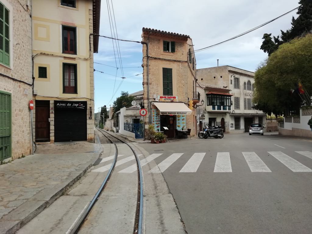 Lugar dónde el tranvía deja la trama urbana de Sóller